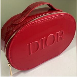 New, authentic Dior red vanity case. Limited edition. Patent leather.glossy red